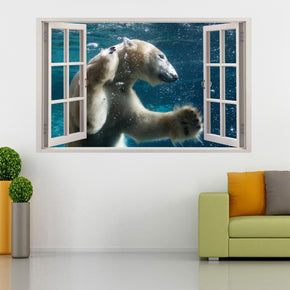 Autocollant mural de fenêtre 3D sous-marin ours polaire H101