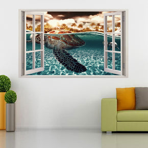 Sea Turtle & Shark 3D Window Wall Sticker Decal H105