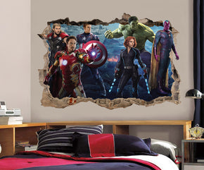 The Avengers Decal 3D Smashed Broken Wall Sticker H145