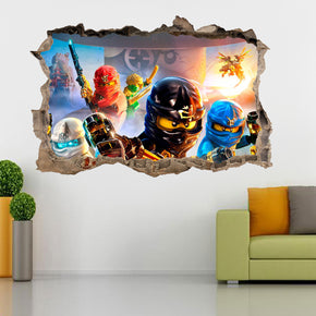 Lego Ninjago 3D Smashed Broken Wall Decal Wall Sticker H153