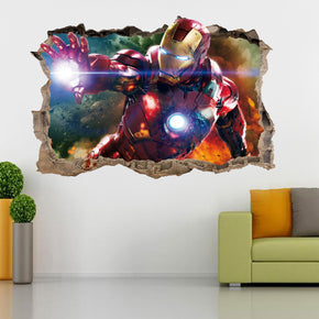 Iron Man Super Hero 3D Smashed Broken Decal Wall Sticker H159