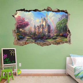 Fantasy Princess Castle 3D Smashed Broken Decal Wall Sticker H175