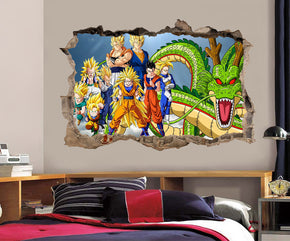 Dragon Ball Z Characters 3D Smashed Broken Decal Wall Sticker H189