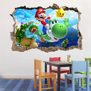 Super Mario Galaxy 3D brisé cassé autocollant mural autocollant H193