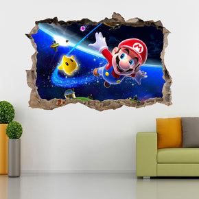 Super Mario Galaxy 3D Smashed Broken Decal Wall Sticker H194