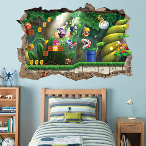 Super Mario Personnages 3D Smashed Broken Decal Wall Sticker H195