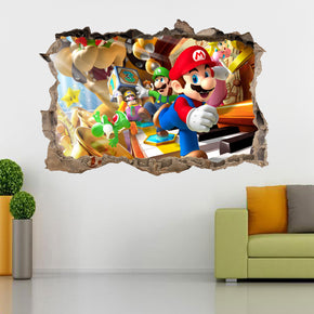 Super Mario Bros 3D Smashed Broken Wall Sticker Decal H196