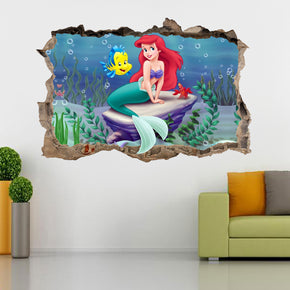 The Little Mermaid 3D Smashed Broken Decal Wall Sticker H219