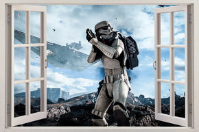 Autocollant mural Stormtrooper Star Wars 3D fenêtre H253