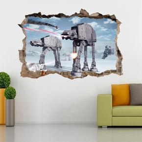 Star Wars Bataille de Hoth 3D Smashed Cassé Sticker Mural Autocollant H280