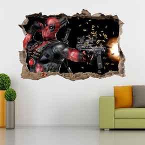 Deadpool 3D Smashed Broken Decal Wall Sticker 020