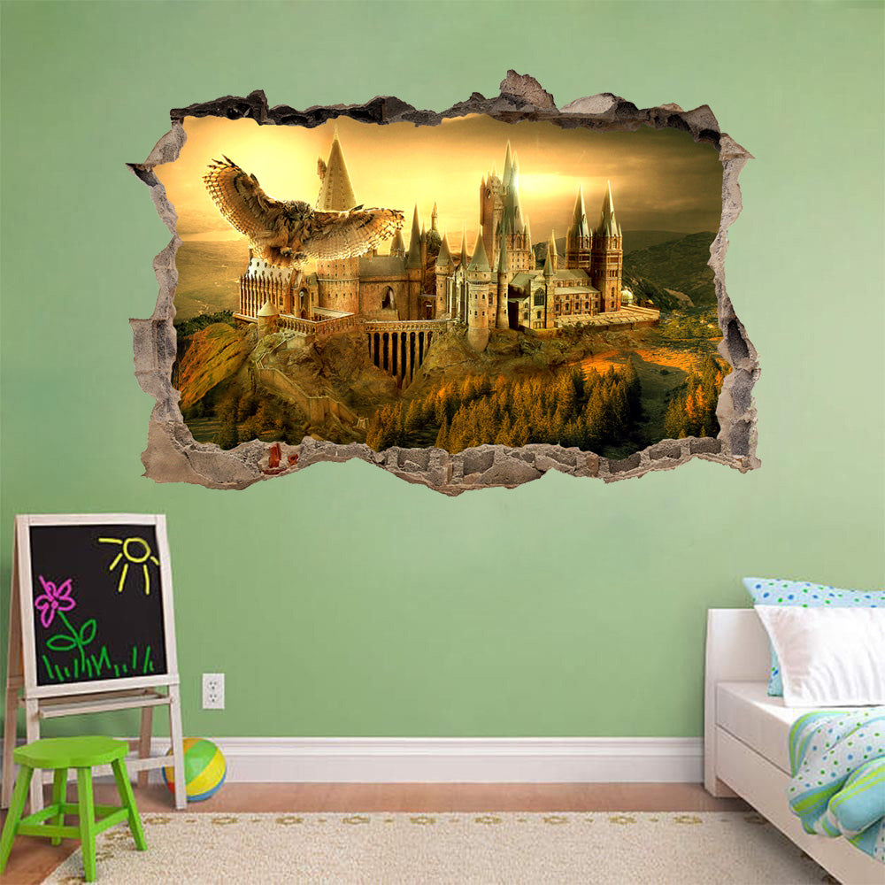 Harry Potter Hogwarts Castle 3D Smashed Broken Decal Wall Sticker