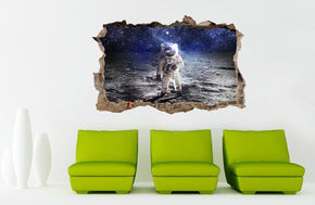 ASTRONAUT On Moon Space 3D Smashed Sticker mural autocollant cassé