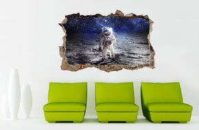 ASTRONAUT On Moon Space 3D Smashed Broken Decal Wall Sticker