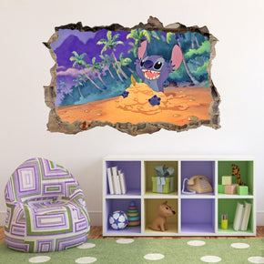 Lilo & Stitch 3D Smashed Broken Decal Wall Sticker H381