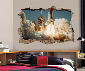 Space Shuttle Lift-Off 3D Smashed Broken Decal Wall Sticker