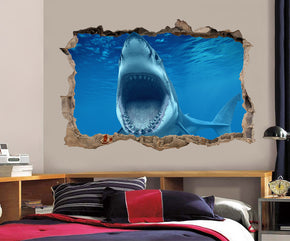Shark Attack 3D Smashed Broken Decal Wall Sticker