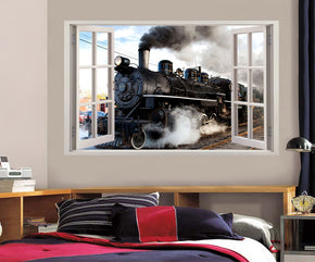 Black Train 3D Window Wall Sticker Decal