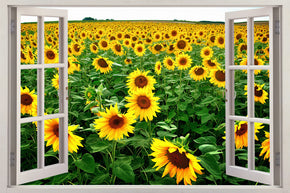 Sunflower Field 3D Window Wall Sticker Decal H563