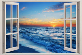 Exotic Beach Sunset 3D Window Wall Sticker Decal H612
