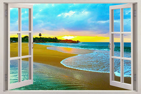 Exotic Beach Sunset 3D Window Wall Sticker Decal H613
