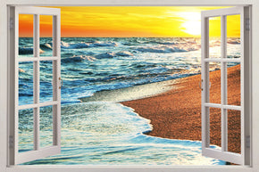 Exotic Beach Sunset 3D Window Wall Sticker Decal H615