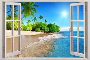 Exotic Tropical Beach 3D Window Wall Sticker Decal H618