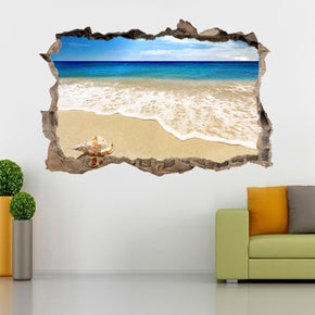 Exotic Beach 3D Smashed Broken Decal Wall Sticker