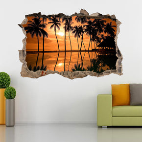 Hawaï Beach Sunset 3D Broken Decal Wall stick