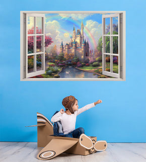 Autocollant mural de fenêtre 3D Fantasy Princess Castle