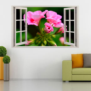 Autocollant mural de fenêtre 3D fleurs fleurs roses H94