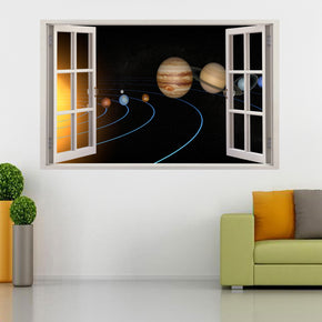Autocollant mural de fenêtre 3D du système solaire Planet Space
