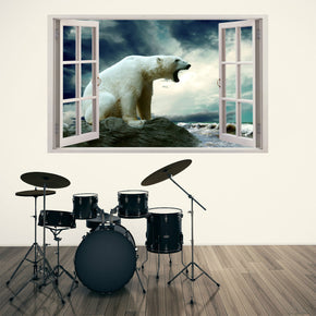 Polar Bear Roar 3D Window Wall Sticker Autocollant H98
