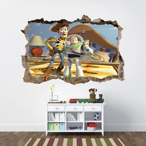 Toy Story Buzz Woody 3D Smashed Broken Decal Wall Sticker J1009