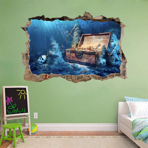 Pirates Treasure Fantasy 3D Smashed Broken Decal Wall Sticker J1164