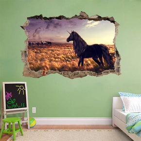 Unicorn Fantasy 3D Smashed Broken Decal Wall Sticker J1166