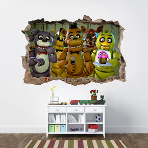 Five Nights At Freddy's 3D Smashed Wall Illusion Decal Wall Sticker J1214
