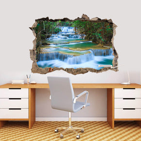 Waterfall Enchanted Forest Trees 3D Smashed Broken Decal Wall Sticker J1229