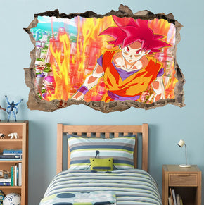 Son Goku Dragon Ball Z 3D Smashed Broken Decal Wall Sticker J1250