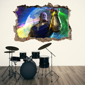 Thanos Infinity Stones 3D Smashed Broken Decal Wall Sticker J1276