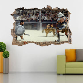 Gladiator Movie 3D Smashed Bricks Broken Wall Illusion Autocollant mural J131