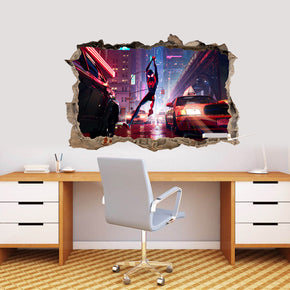 Spiderman Into The Spider Verse 3D Smashed Broken Decal Wall Sticker J1344