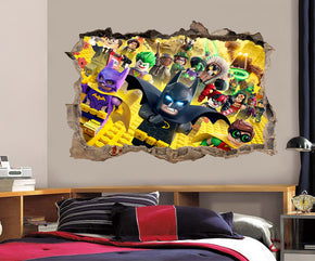 Lego Batman Movie 3D Smashed Broken Wall Illusion Decal Wall Sticker J140