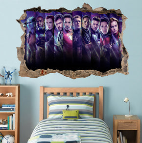 The Avengers Marvel Super Heroes 3D Smashed Broken Decal Wall Sticker J1411