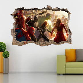 The Avengers Marvel Superheroes 3D Smashed Broken Decal Wall Sticker J1412