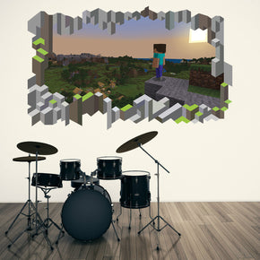 MINECRAFT Blocs 3D Smashed Broken Decal Wall Sticker J1491