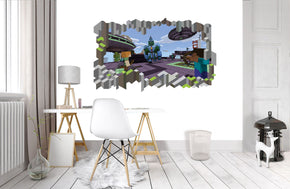 Minecraft 3D Smashed Hole Illusion Sticker mural autocollant J1493