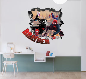 Spider-Man Into The Spider Verse Personnalisé 3D Smashed Decal Wall Sticker TR02
