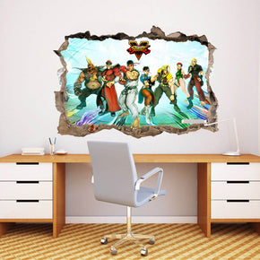 Street Fighter Video Game 3D Smashed Wall Illusion Decal Wall Sticker J155