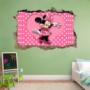 Minnie Mouse 3D Smashed Wall Illusion Decal Wall Sticker J192